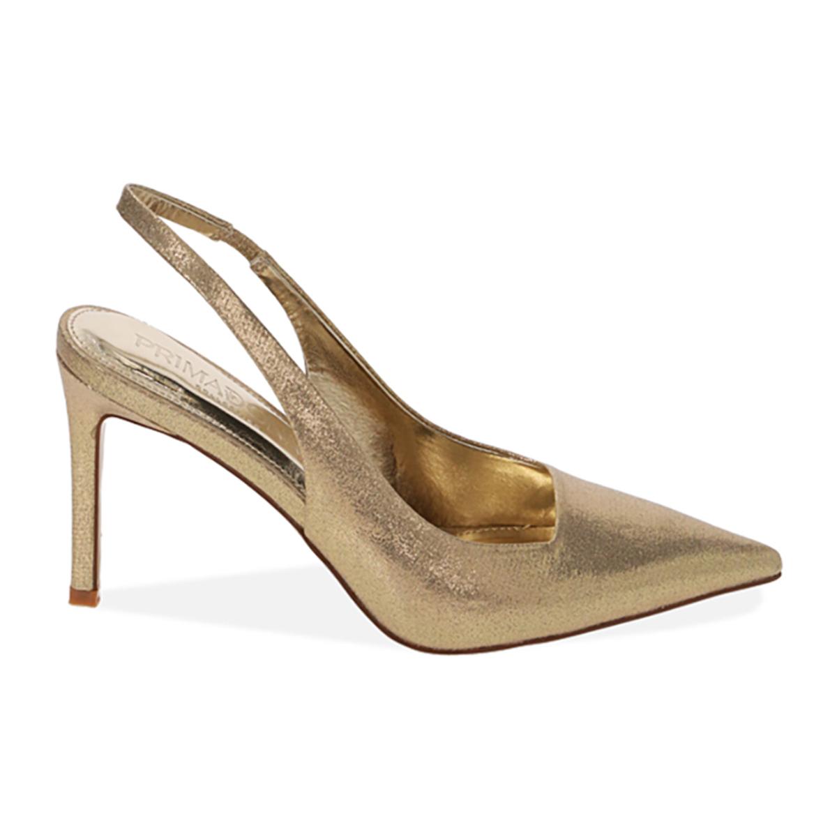 Décolleté slingback oro, tacco 9 cm