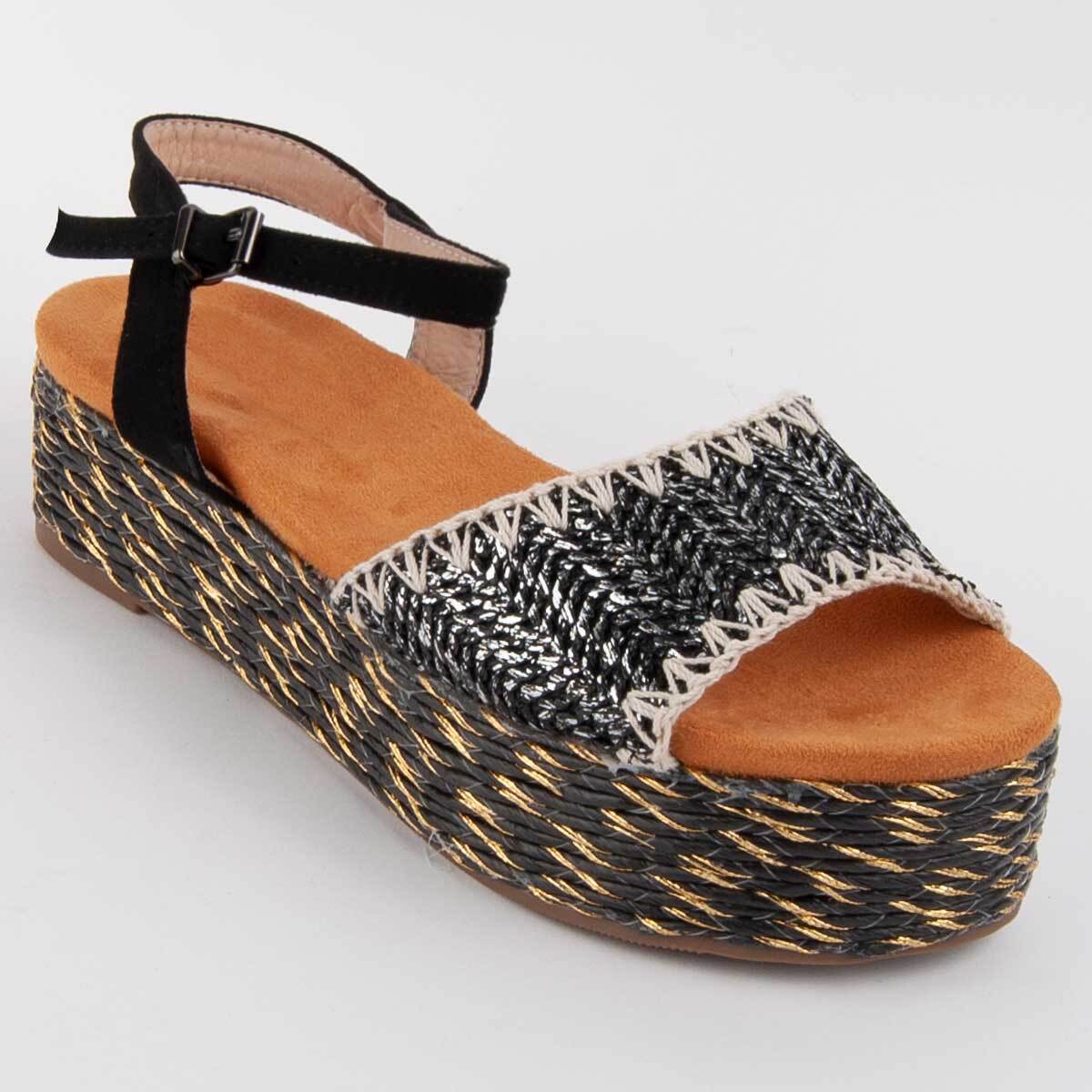 Sandalia De Plataforma - Negro - Altura: 5 Cm