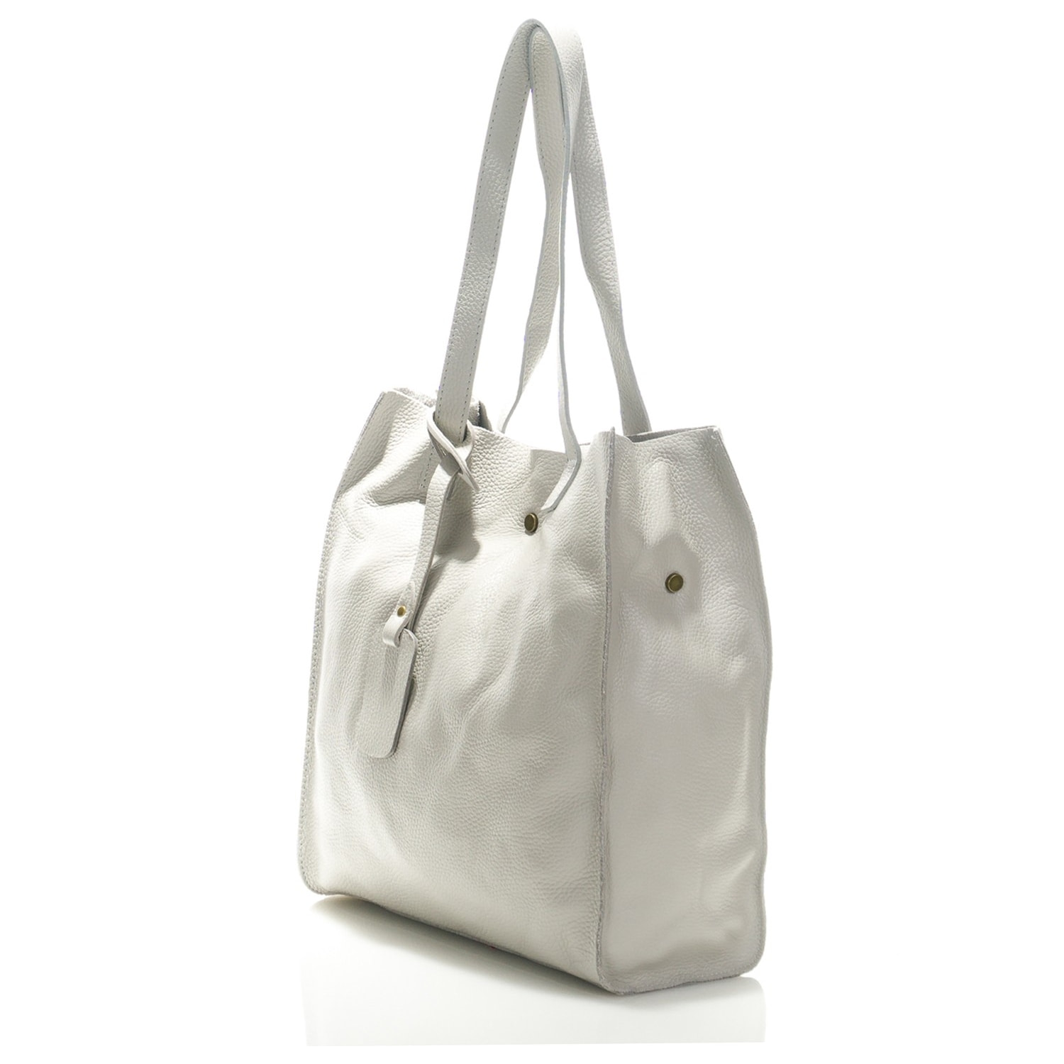 Borse Donna colore Argentato-in pelle Made in Italy 34x28x12cm