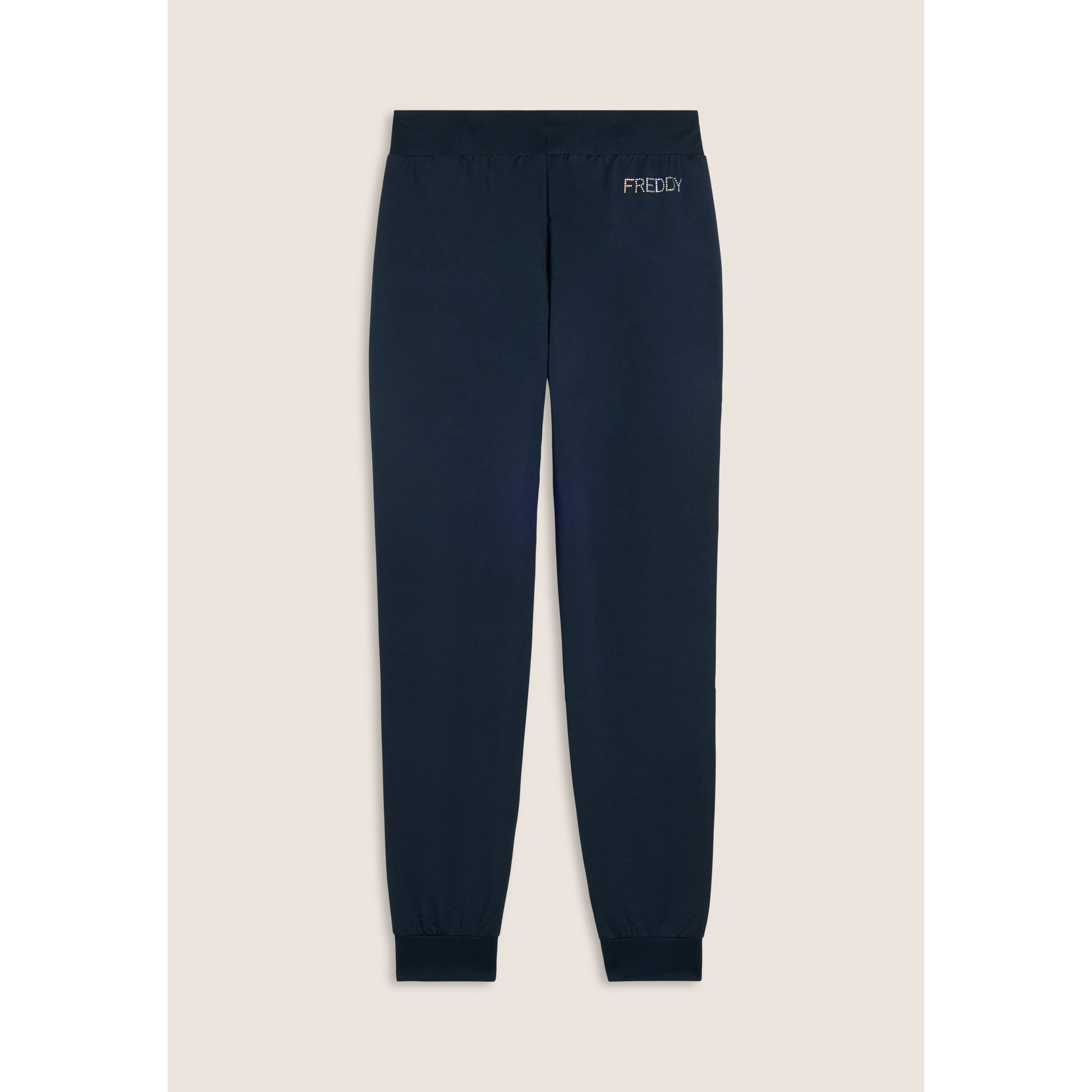 Pantaloni Sportivi con Polsini in Costina e Strass