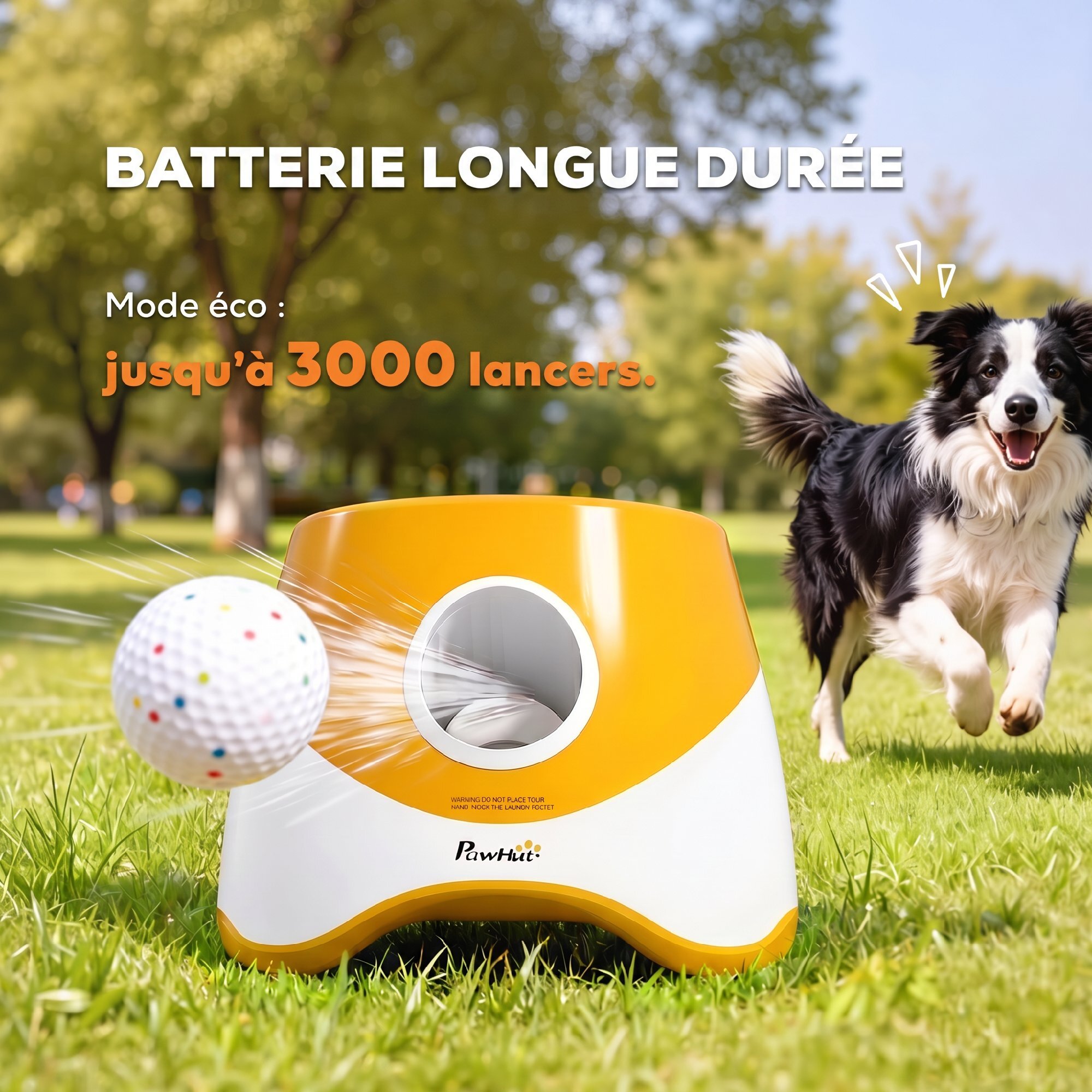 Lanceur de balles automatique pour chien 5 balles ETPU orange