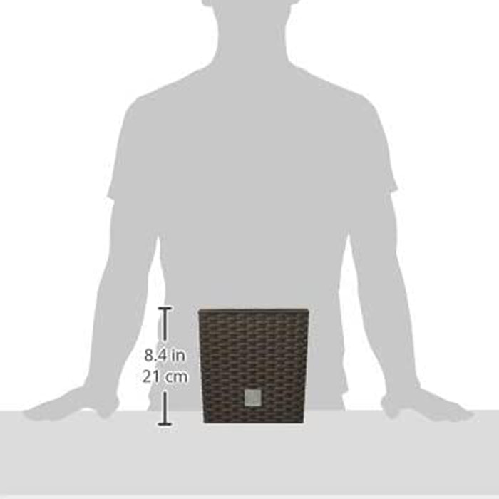 Maceta efecto rattán 7 litros con cubilete para plantar en color marrón