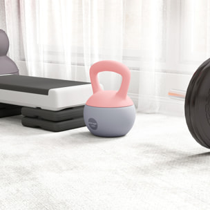 Pesa Rusa 12 kg, Soft Kettlebell Relleno de Arena Metálica y Mango Antideslizante, para Entrenamiento Culturismo en Casa, Gimnasio, Rosa Palo y Gris