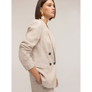 Motivi - Blazer cruzado de lino - Beige