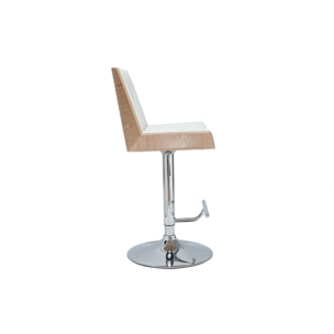 Tabouret de bar design blanc et bois clair MELKIOR