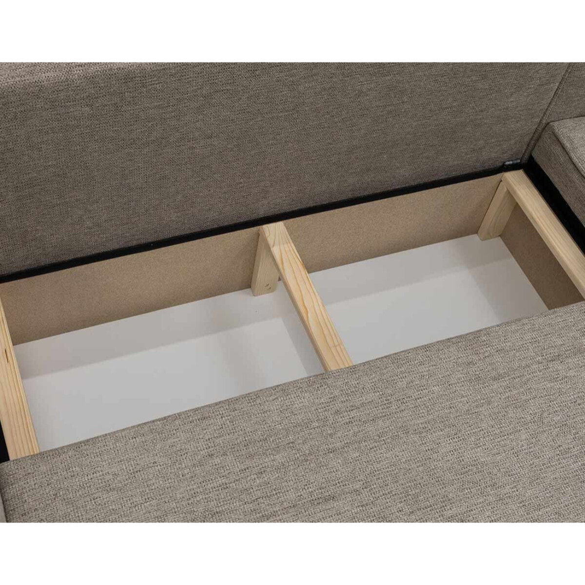 Cezanne - Canapé d'angle réversible 4 places convertible avec coffre en tissu texturé - Marron