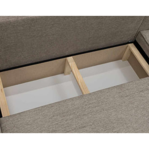 Cezanne - Canapé d'angle réversible 4 places convertible avec coffre en tissu texturé - Marron