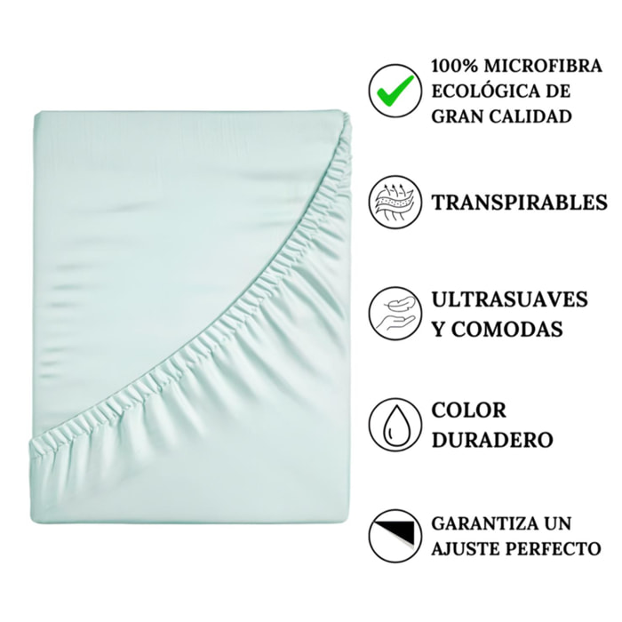 Icehome - Sábana Bajera Lisa - 100% Microfibra - VERDE CLARO