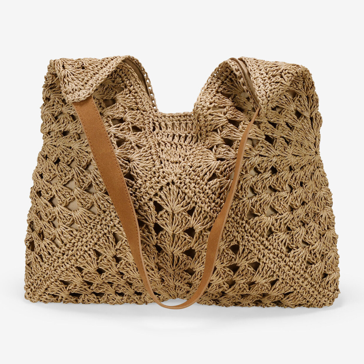 Bolso de hombro tostado en rafia
