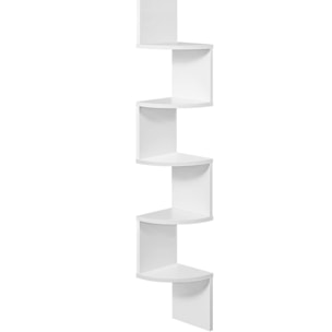 Scaffale angolare a parete bianco con 5 ripiani a zig-zag