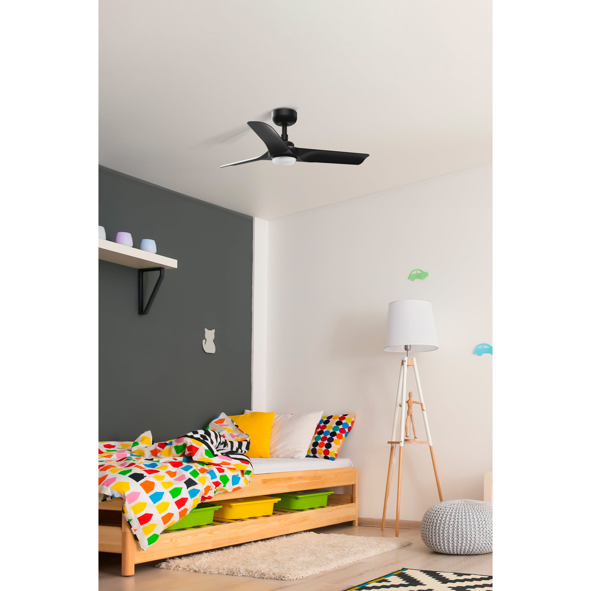 HEY S LED Ventilateur noir