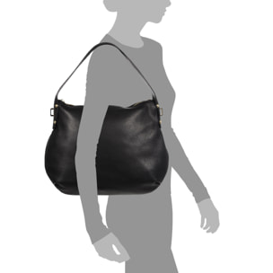 FIRENZE ARTEGIANI Borsa a Spalla da Donna Acerenza. Vera Pelle Dollaro Made in Italy 38x8x27 Cm. Colore nero