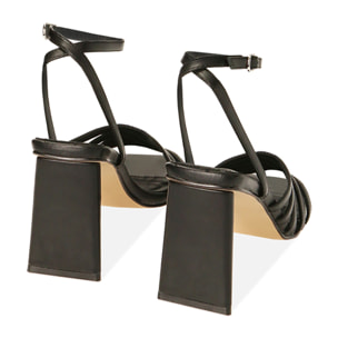 Sandali neri, tacco scultura 9 cm