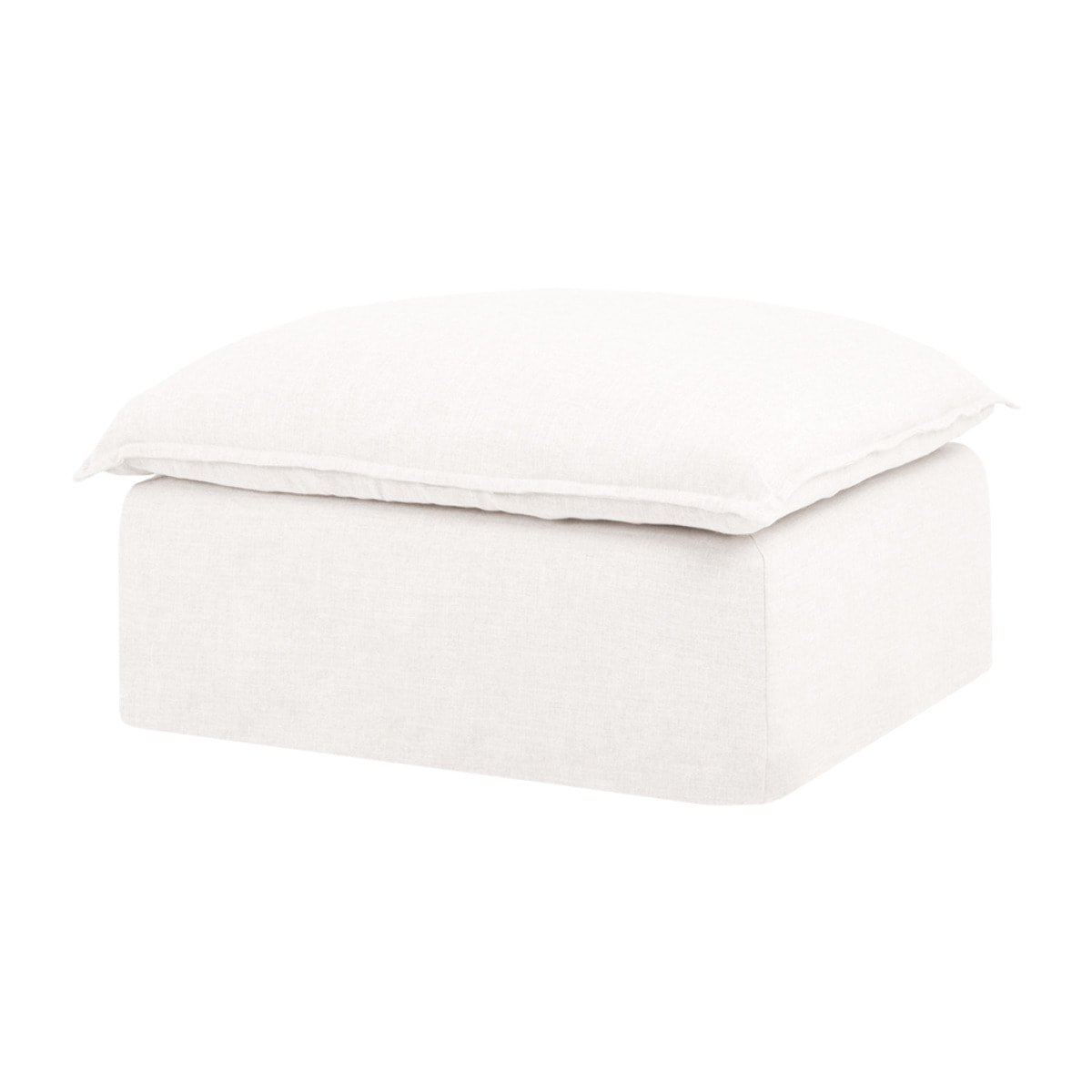 Puf de algodón y lino desenfundable tono blanco de 90x72cm Alto: 47 Largo: 90 Ancho: 72