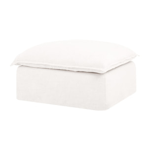Puf de algodón y lino desenfundable tono blanco de 90x72cm Alto: 47 Largo: 90 Ancho: 72