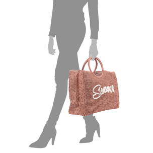Bergantino Borsa shopper Donna. Realizzata in carta intrecciata design "Summer"