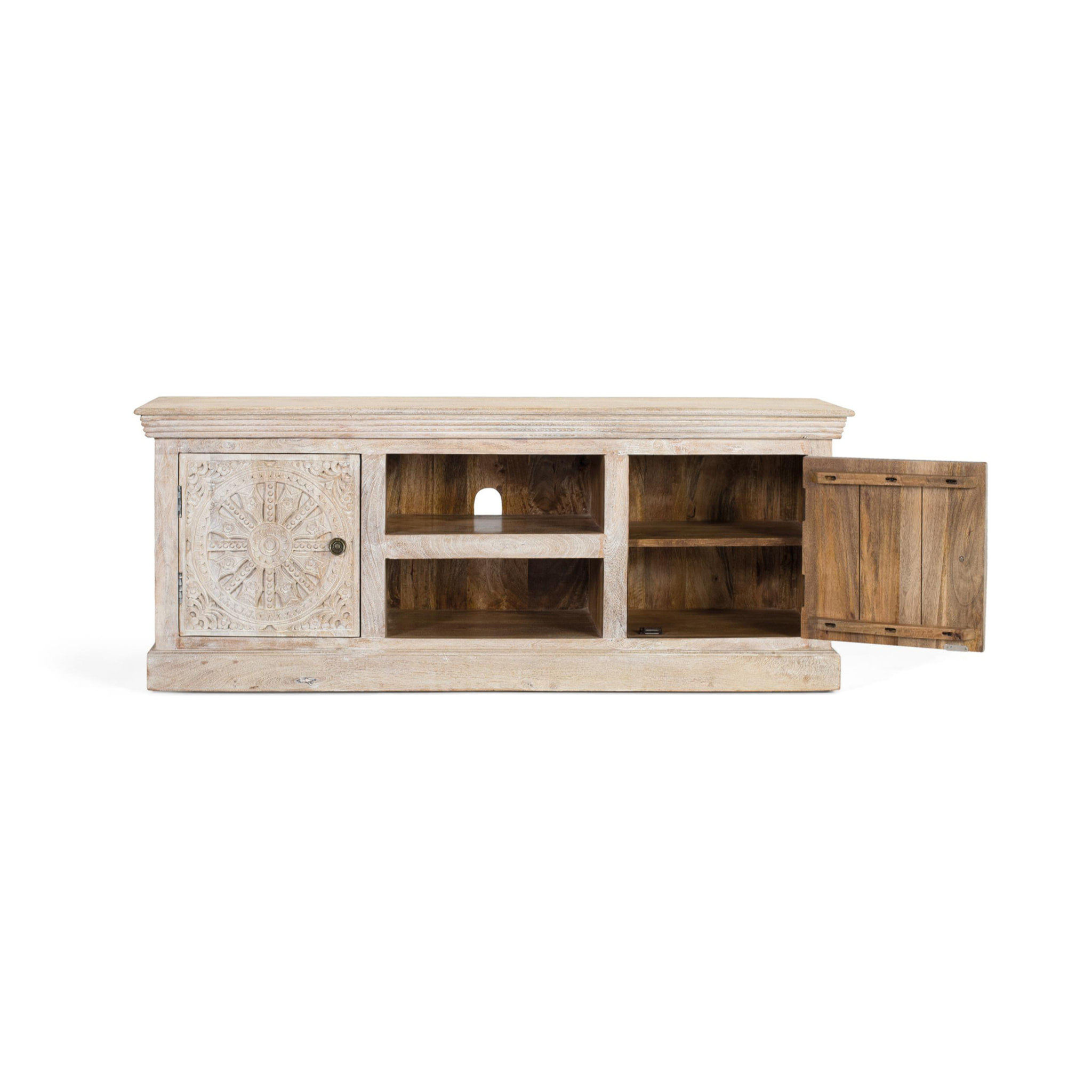 Mueble TV de Madera de Mango 152 Cm Estilo Étnico Colonial Tallado