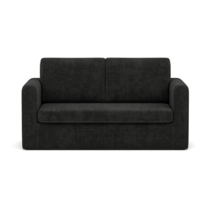 Marilia - Canapé 2 places convertible déplimousse en velours texturé - Gris foncé