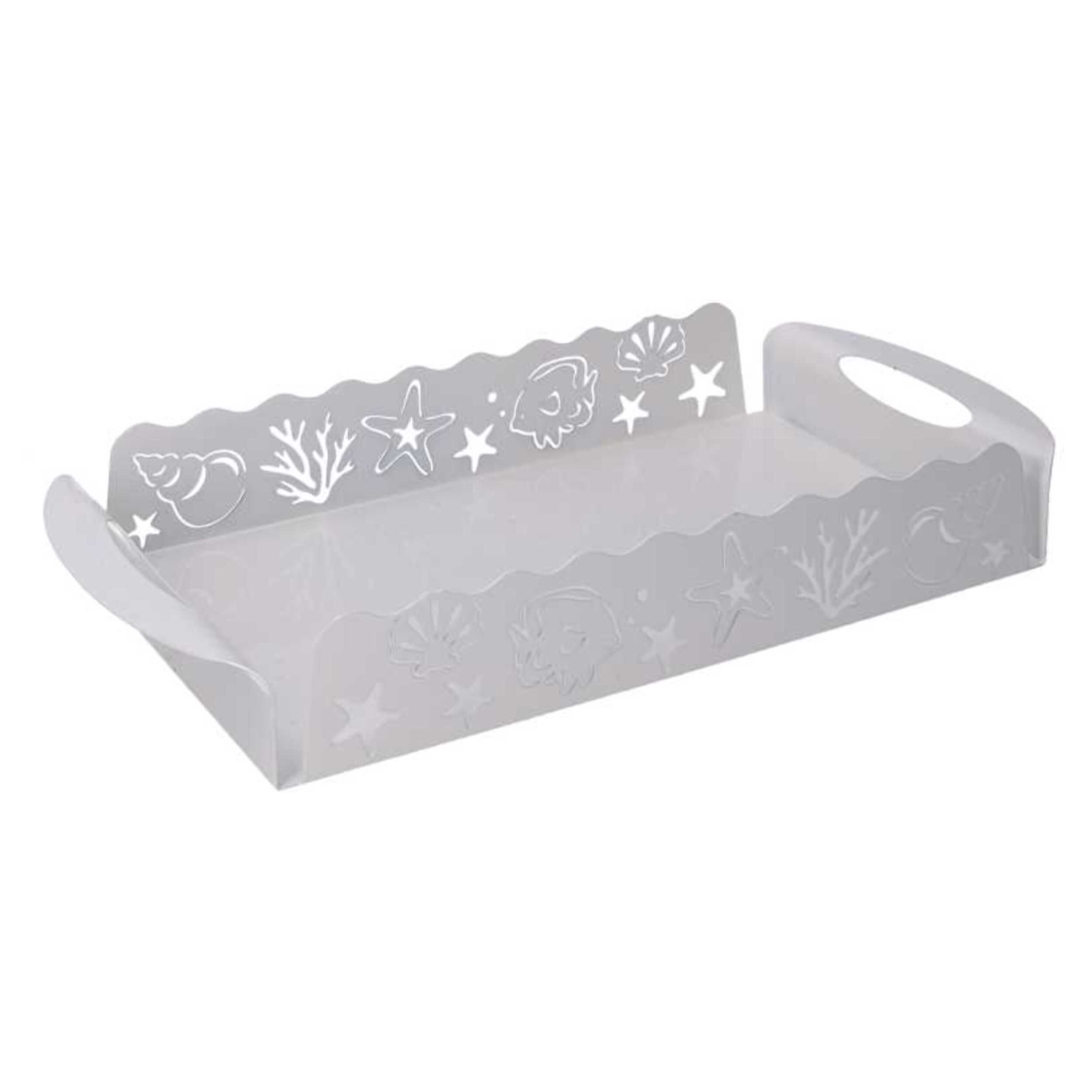 Vassoio in metallo mare bianco rettangolare cm41x20h6