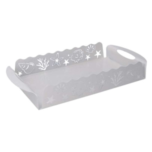 Vassoio in metallo mare bianco rettangolare cm41x20h6