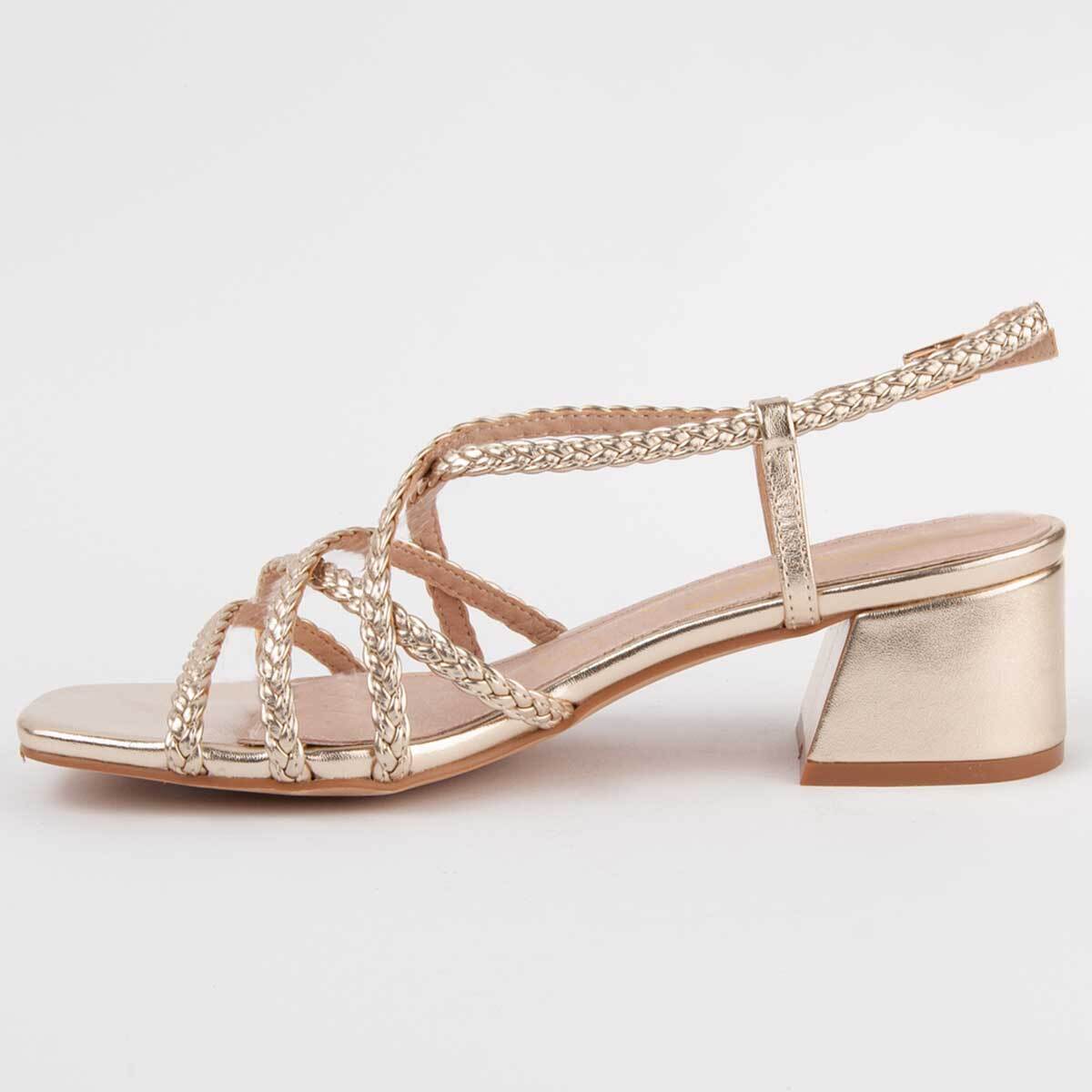 Sandalia De Tacón - Dorado - Altura: 5 Cm