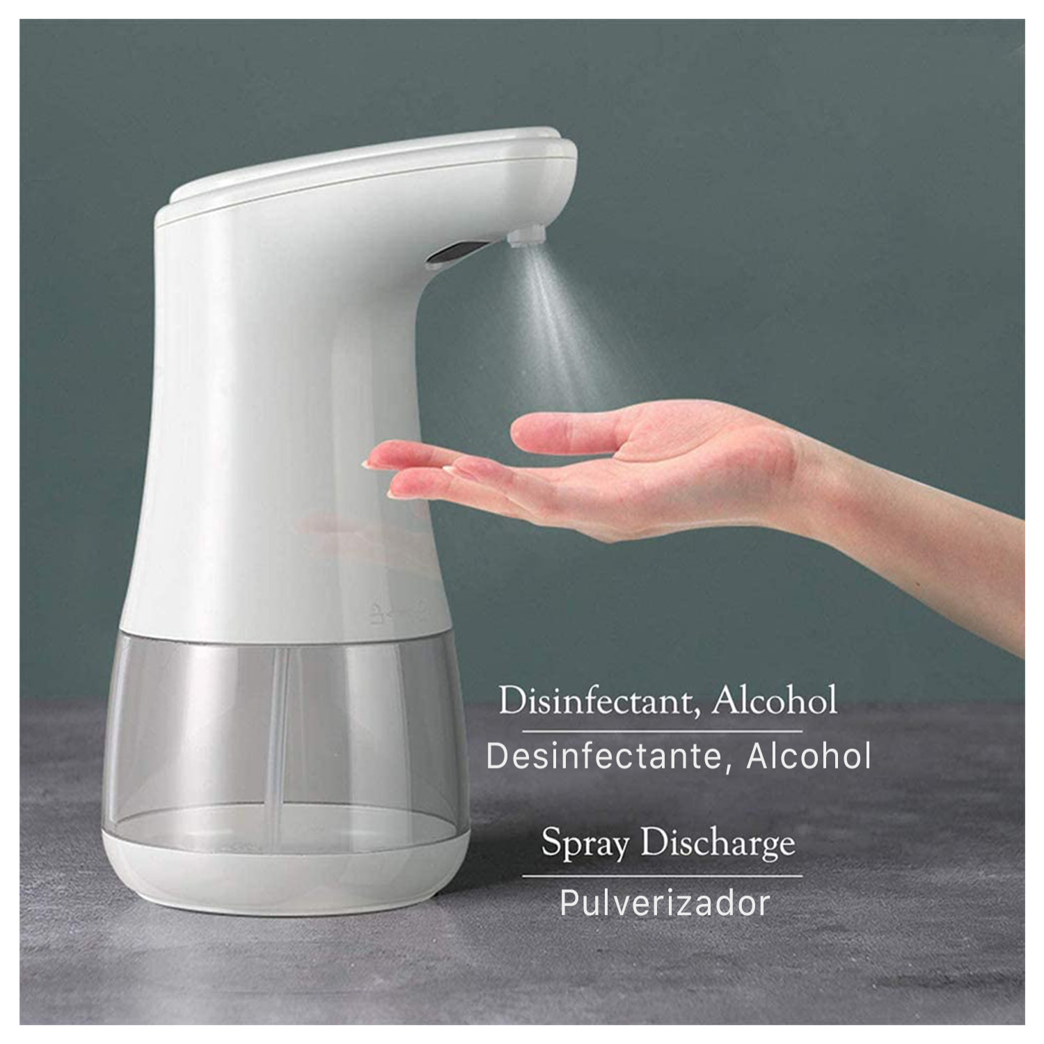 DAM Dispenser automatico a infrarossi con dosaggio regolabile per gel idroalcolico o sapone a goccia da 360 ml. 10x13x19,5 cm. Colore bianco