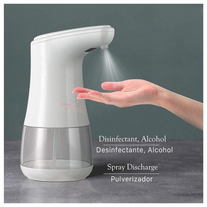 DAM Dispenser automatico a infrarossi con dosaggio regolabile per gel idroalcolico o sapone a goccia da 360 ml. 10x13x19,5 cm. Colore bianco