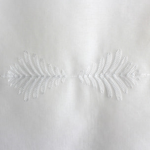 Paire de petits vitrages brodés feuillage - Blanc