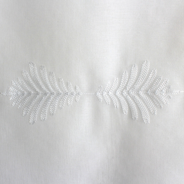 Paire de petits vitrages brodés feuillage - Blanc