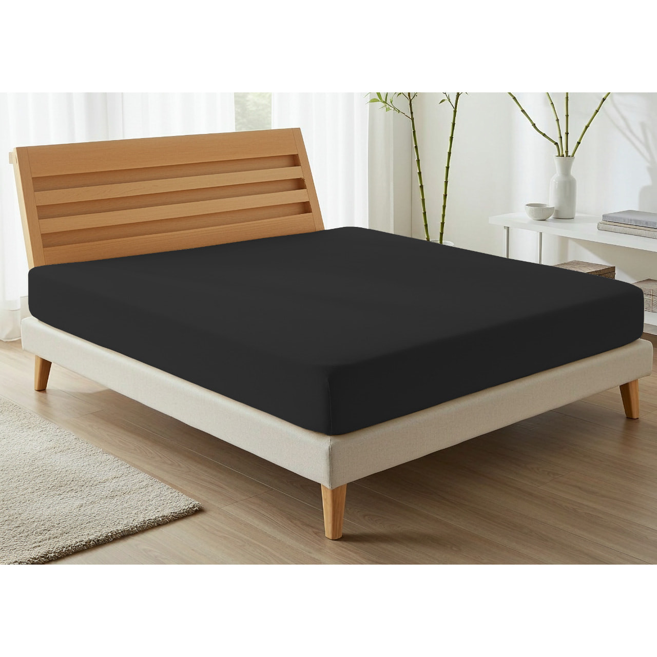 Lenzuolo Sotto Con Angoli No Stiro Tinta Unita Francesca Nero