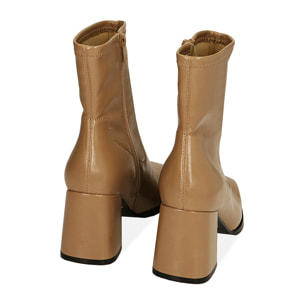 Botines de tacón beige, tacón 8 cm