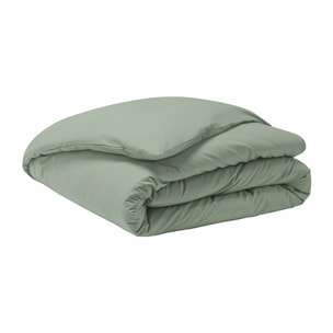 Parure de lit Housse de couette + Taies carrées en percale de coton, PREMIÈRE, Vert sauge