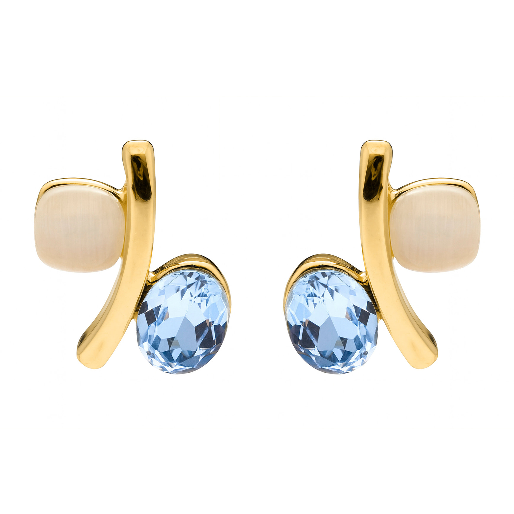 Pendientes de Ojo de Gato acabado en oro amarillo 18k