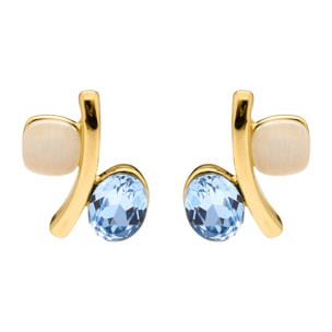 Pendientes de Ojo de Gato acabado en oro amarillo 18k
