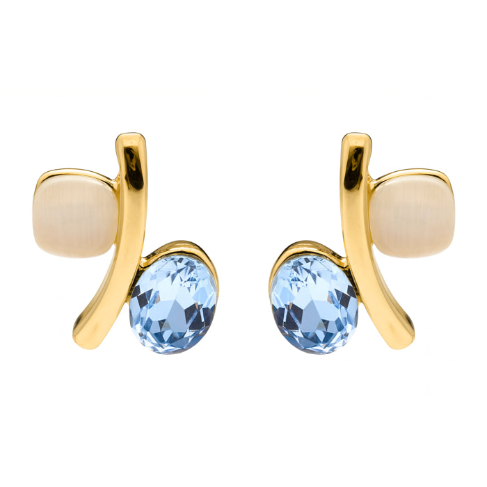 Pendientes de Ojo de Gato acabado en oro amarillo 18k