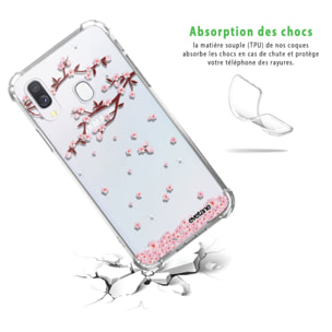 Coque Samsung Galaxy A20e anti-choc souple angles renforcés transparente Chute De Fleurs Evetane.