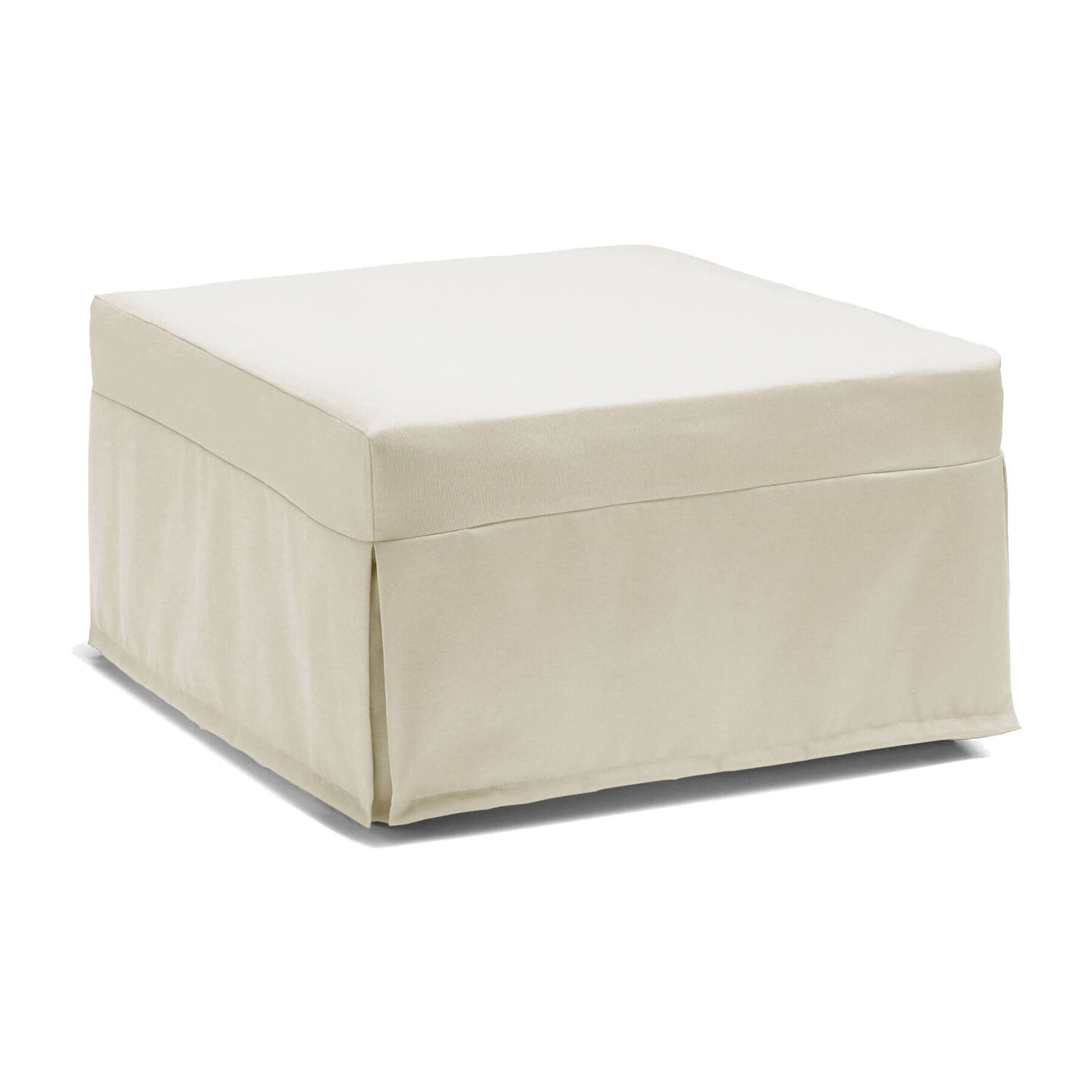 Letto pieghevole Ancilla, Pouf trasformabile in letto singolo, 100% Made in Italy, Pouf in tessuto da soggiorno, Cm 80x80h45, Panna