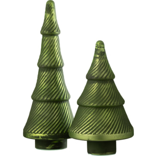 J-Line Sapin De Noël Oxydé Cotelé Verre Vert Large