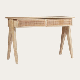 Bureau Sienna -bois massif de manguier et rotin-couleur arabica 120 x 78 x 50 cm