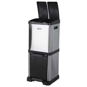 Cubo de reciclaje ecológico 32 litros de 3 compartimentos (2 de 8 l + 1 de 16 l), reciclaje de basura / cubos de reciclaje, gran capacidad, para papel