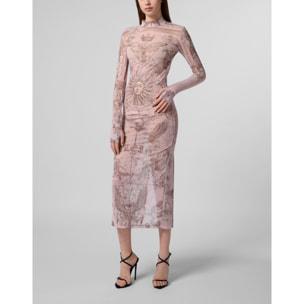 PHILIPP PLEIN Tulle Maxi Dress Open Back Butterfly Tattoo