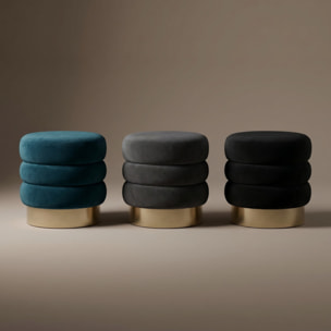 Pouf rotondo in velluto con base oro Ø38x38 cm, sgabello imbottito design moderno elegante, seduta decorativa per salotto camera da letto ingresso cabina armadio, pouf velvet con struttura resistente fino a 100 kg