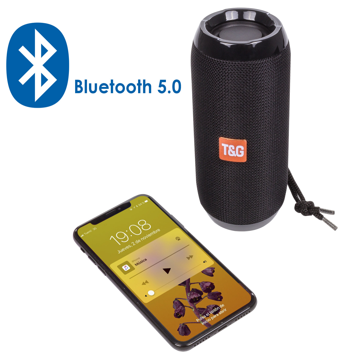 Altoparlante portatile TG-117 Bluetooth 5.0. Lettore USB, micro SD, radio FM e vivavoce. Ingresso ausiliario jack da 3,5 mm.