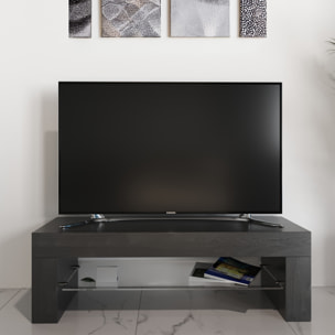 Mobile TV Salotto Soggiorno Ripiano In Vetro Base Televisione Design Arredamento Casa Moderno Ed Elegante Lujan 112 x 40 x 36 cm nero frassino