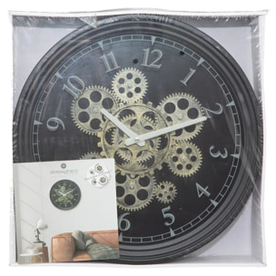 Horloge mécanique noire - métal D37 cm