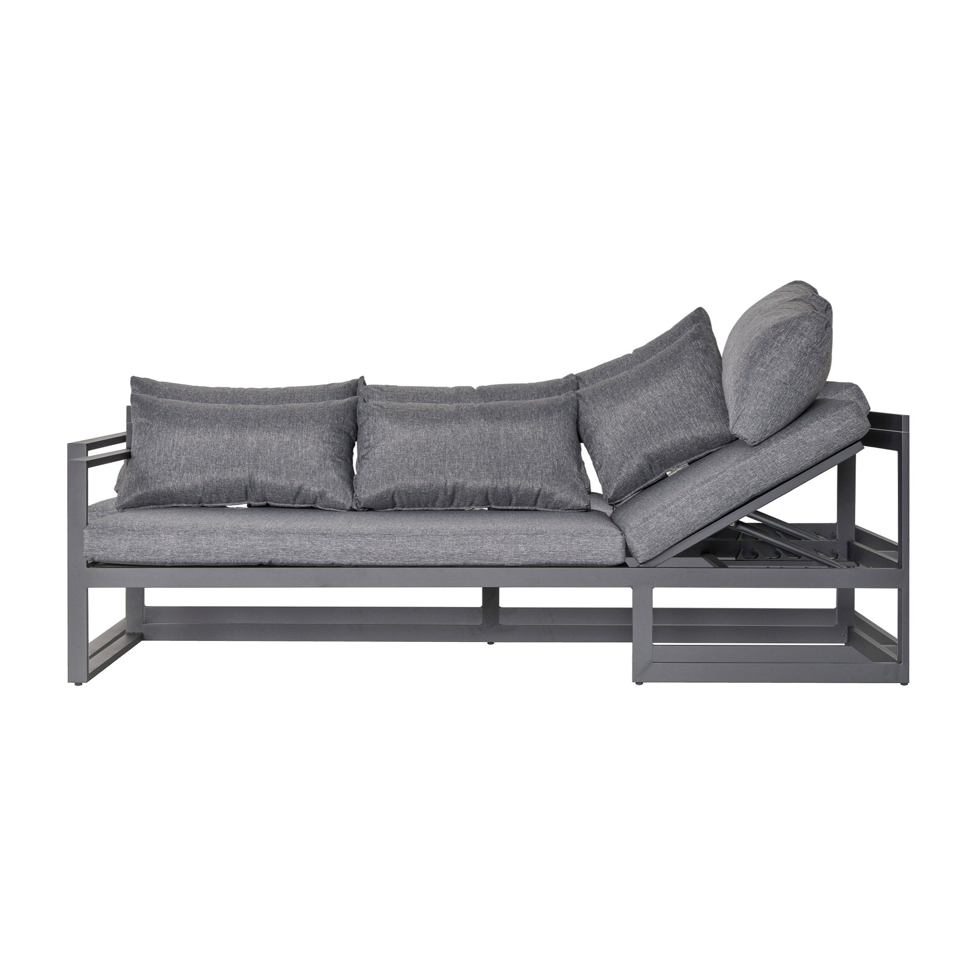 Ensemble salon de jardin d'angle design style yachting 5 places gris