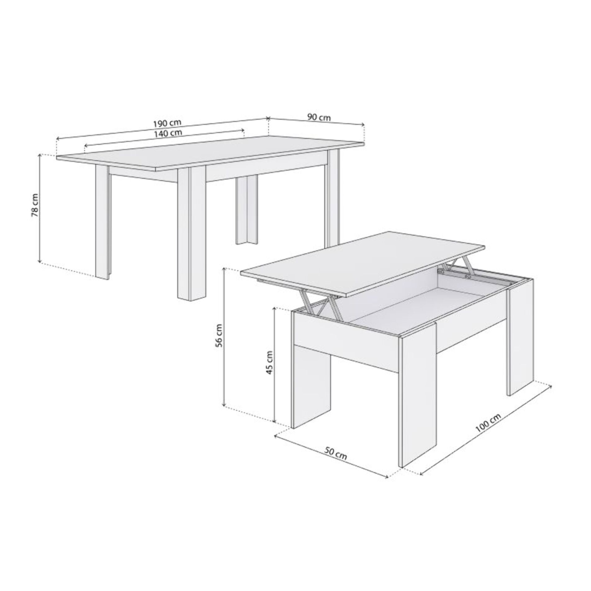 Pack mesa de comedor 140 y mesa de centro Vita Blanco Artik (Blanco Mate)