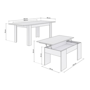 Pack mesa de comedor 140 y mesa de centro Vita Blanco Artik (Blanco Mate)