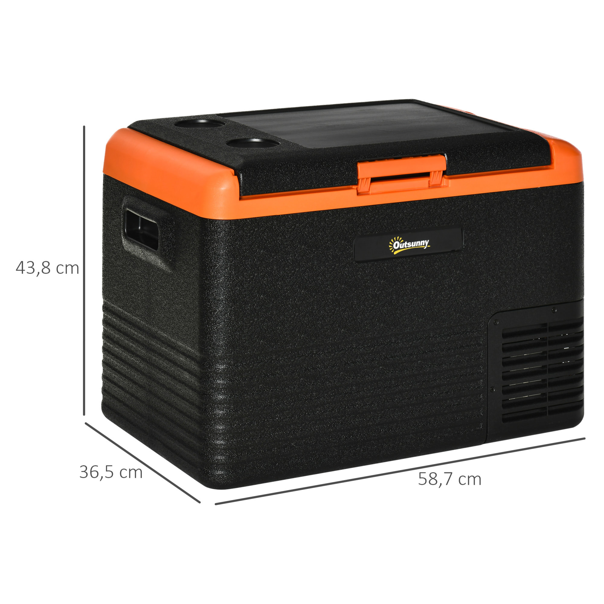 Outsunny Nevera Portátil Eléctrica 40L Refrigerador de Coche 12V/24V hasta -20„ƒ Mini Frigorífico con Compresor Pantalla LED Táctil para Hogar Camping Viajes Automóvil 58,7x36,5x43,8 cm Negro