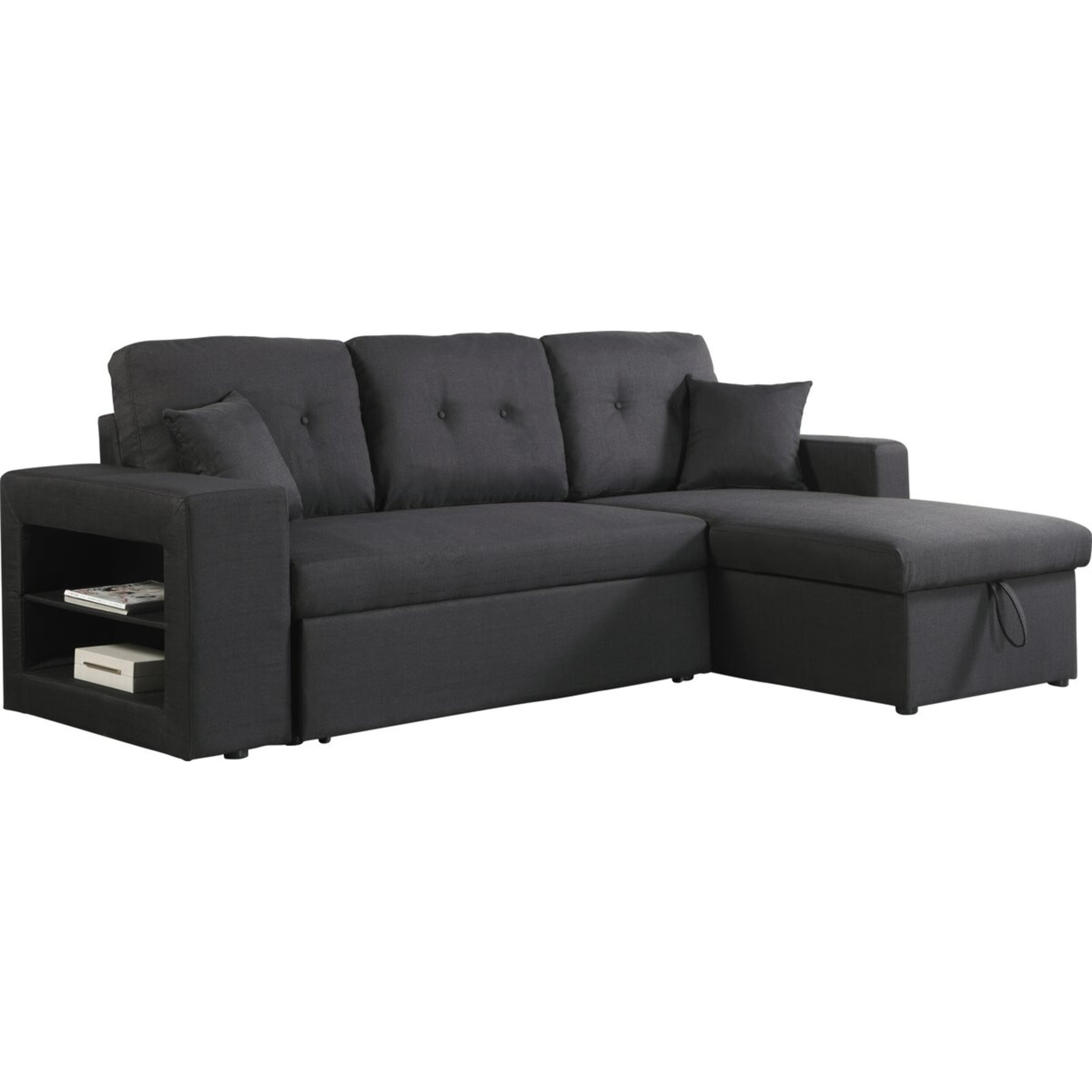 Canapé d'angle convertible/réversible "Axel" - 3 places - Noir